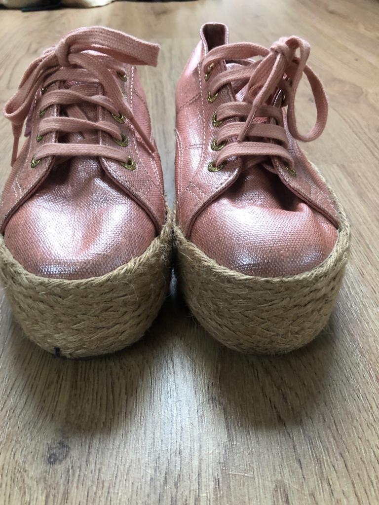 Superga roze schoenen plateauzolen glanzend 38, Kleding | Dames, Ophalen of Verzenden, X, Roze, Superga