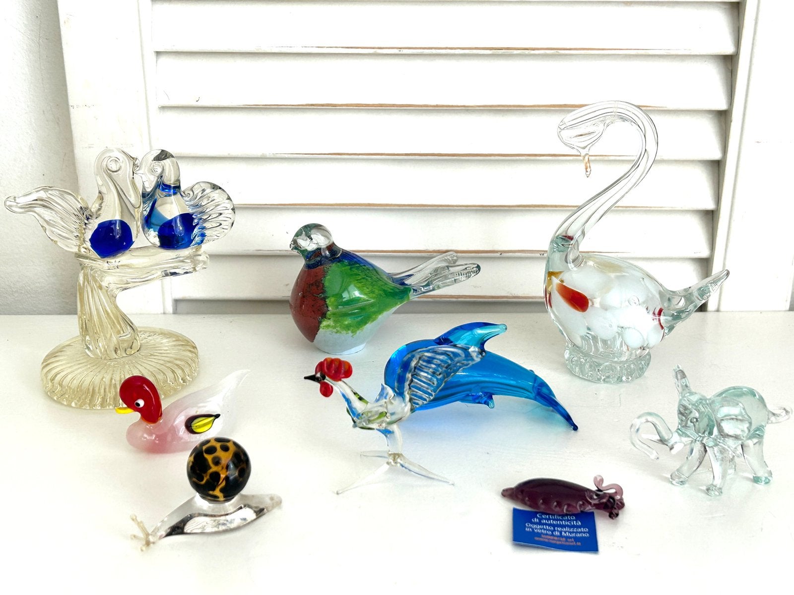 Lot glasfiguren beeldje zwaan olifant vogels 9 stuks etc, Ophalen, Zo goed als nieuw, Dier
