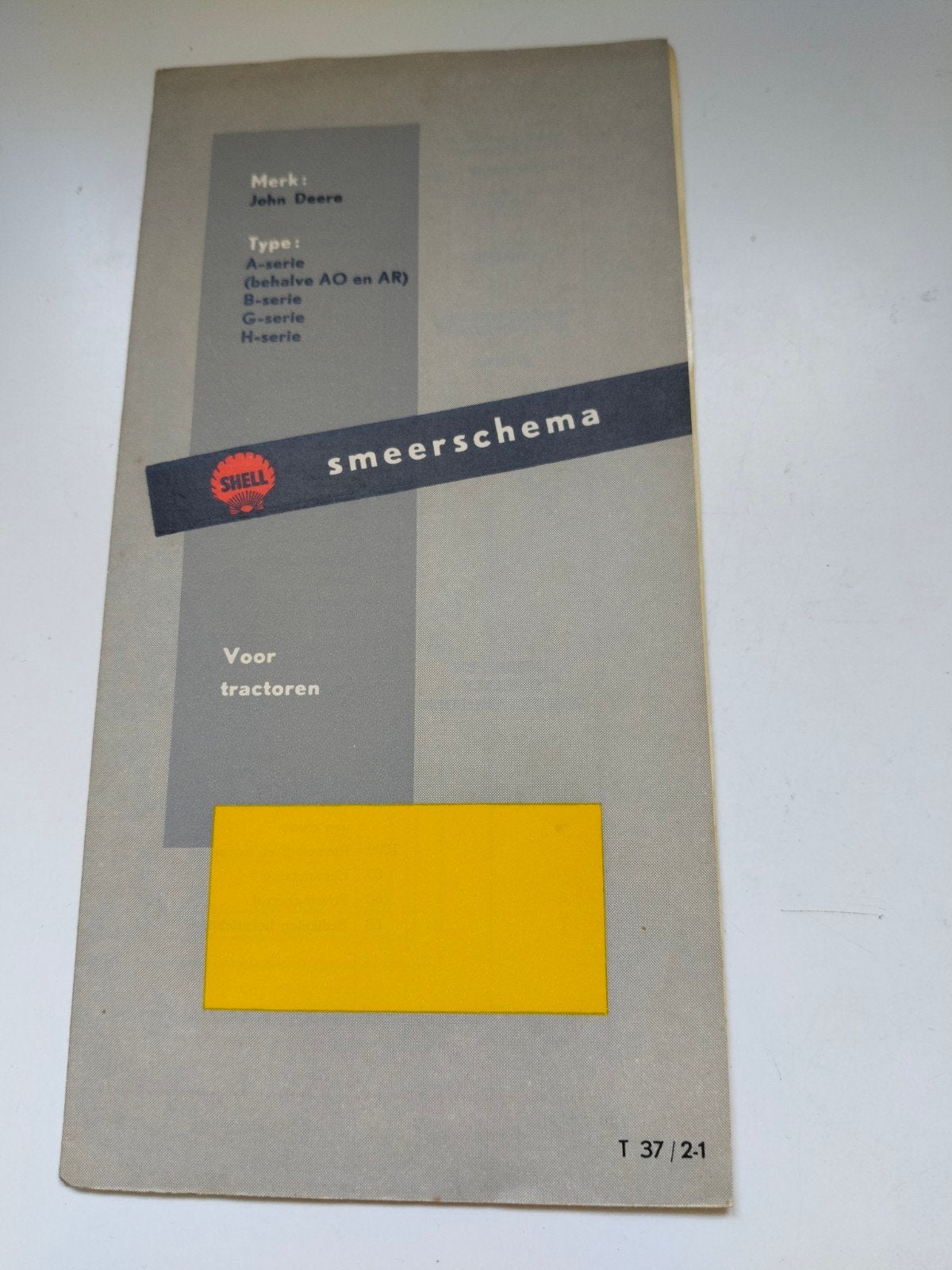 Shell Smeerschema Tractoren John Deere (oud), Verzenden, Gebruikt, Gebruiksvoorwerp