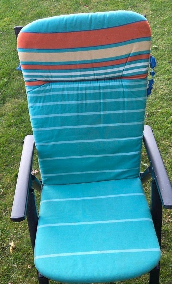 4 nette stoelkussens voor tuinstoelen, Tuin en Terras, Tuinmeubel-accessoires, Ophalen, Gebruikt