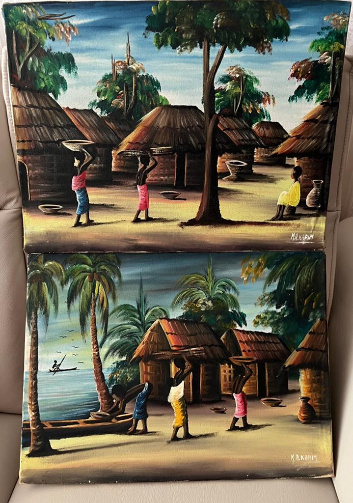 2 vintage olieverf schilderijen, Antiek en Kunst, Kunst | Schilderijen | Klassiek, Ophalen of Verzenden