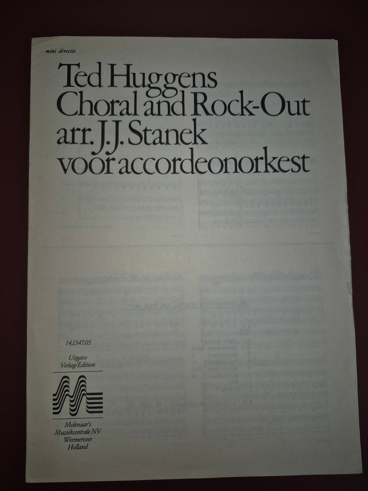 Ted Huggens - Choral and Rock-Out voor Accordeonorkest, Gebruikt, Overige genres, Ophalen of Verzenden, Artiest of Componist