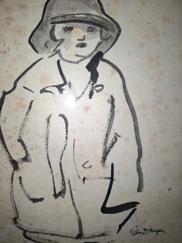 Kees van Dongen  Sepia Aquarel, Antiek en Kunst, Kunst | Schilderijen | Klassiek, Ophalen