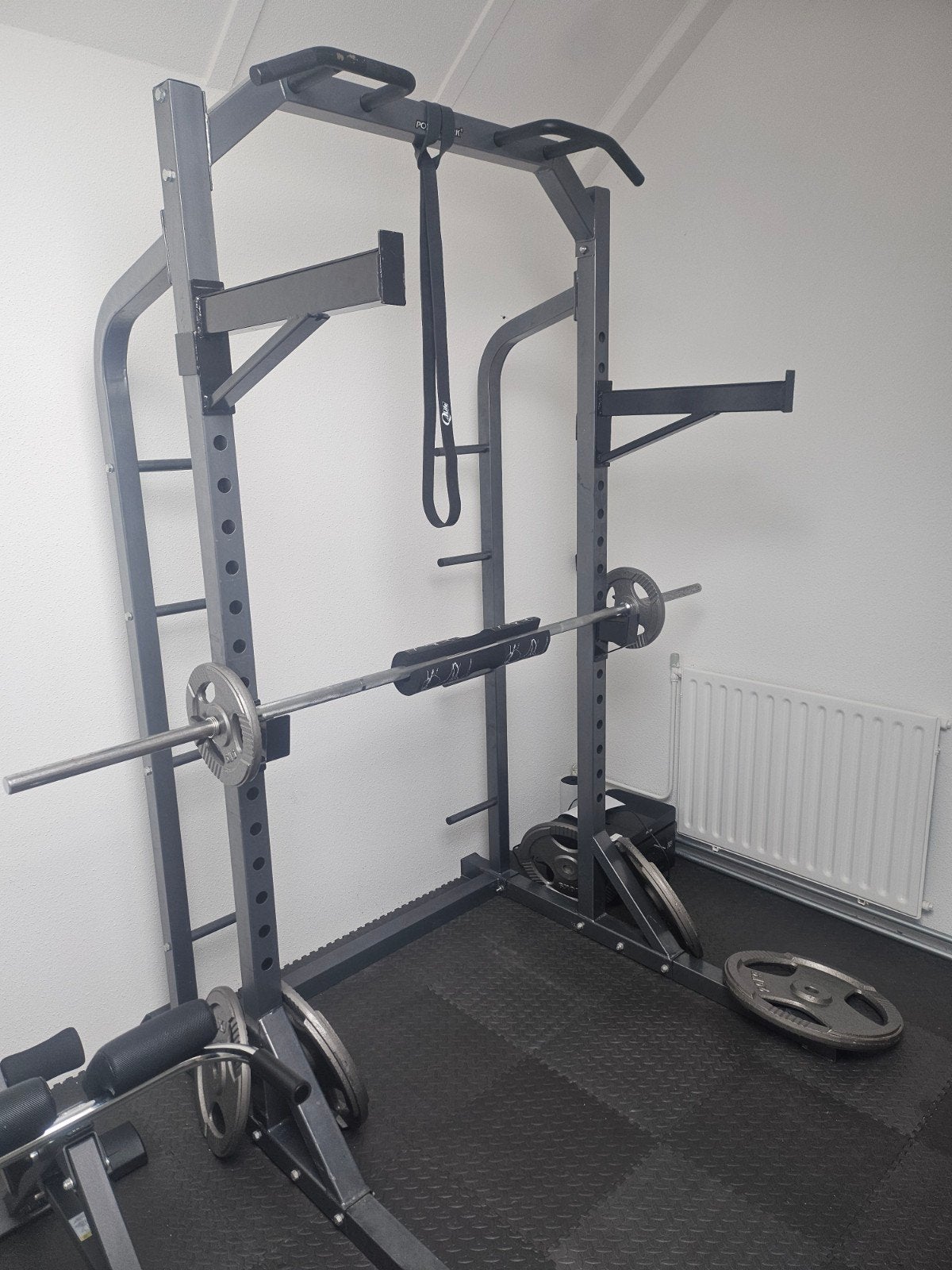 Complete Home Gym Set: Power Rack, Bank, Gewichten & Stangen, Ophalen, Zo goed als nieuw, Benen, Fitnessbank