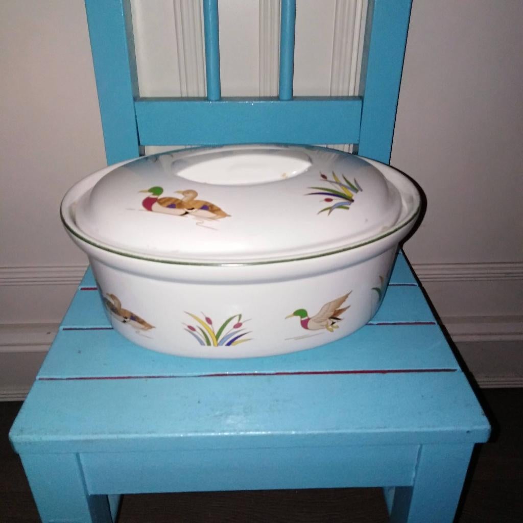 Pastei schaal met eendenafbeelding vintage, Ophalen, Gebruikt