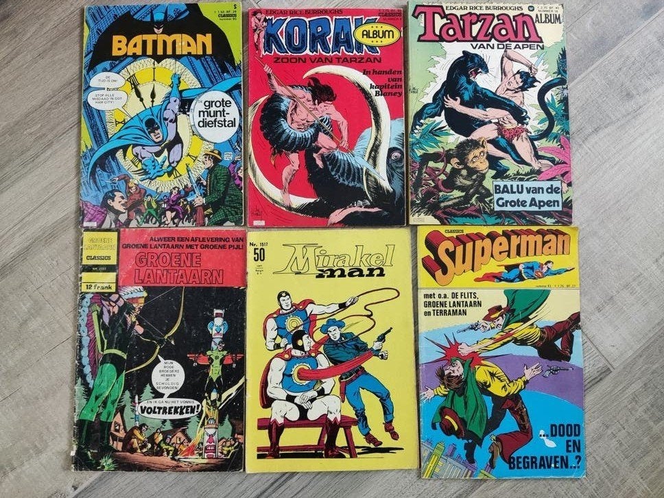 Superhelden comics: Batman, Superman, Tarzan, Korak, Groene, Ophalen of Verzenden