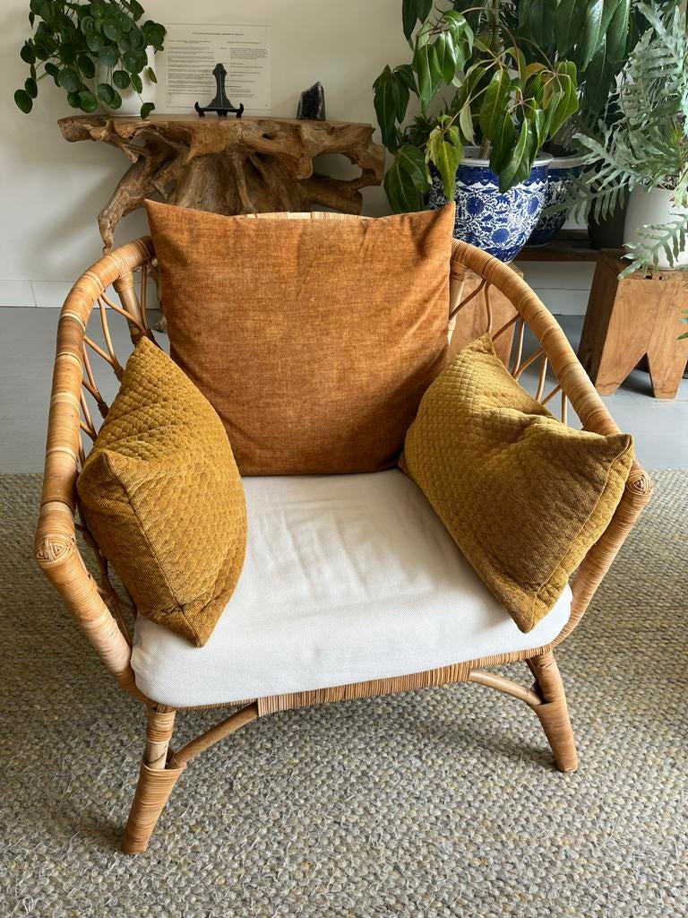 Ikea Rotan Stockholm stoel 2017 met kussens, Ophalen, Gebruikt, Riet of Rotan