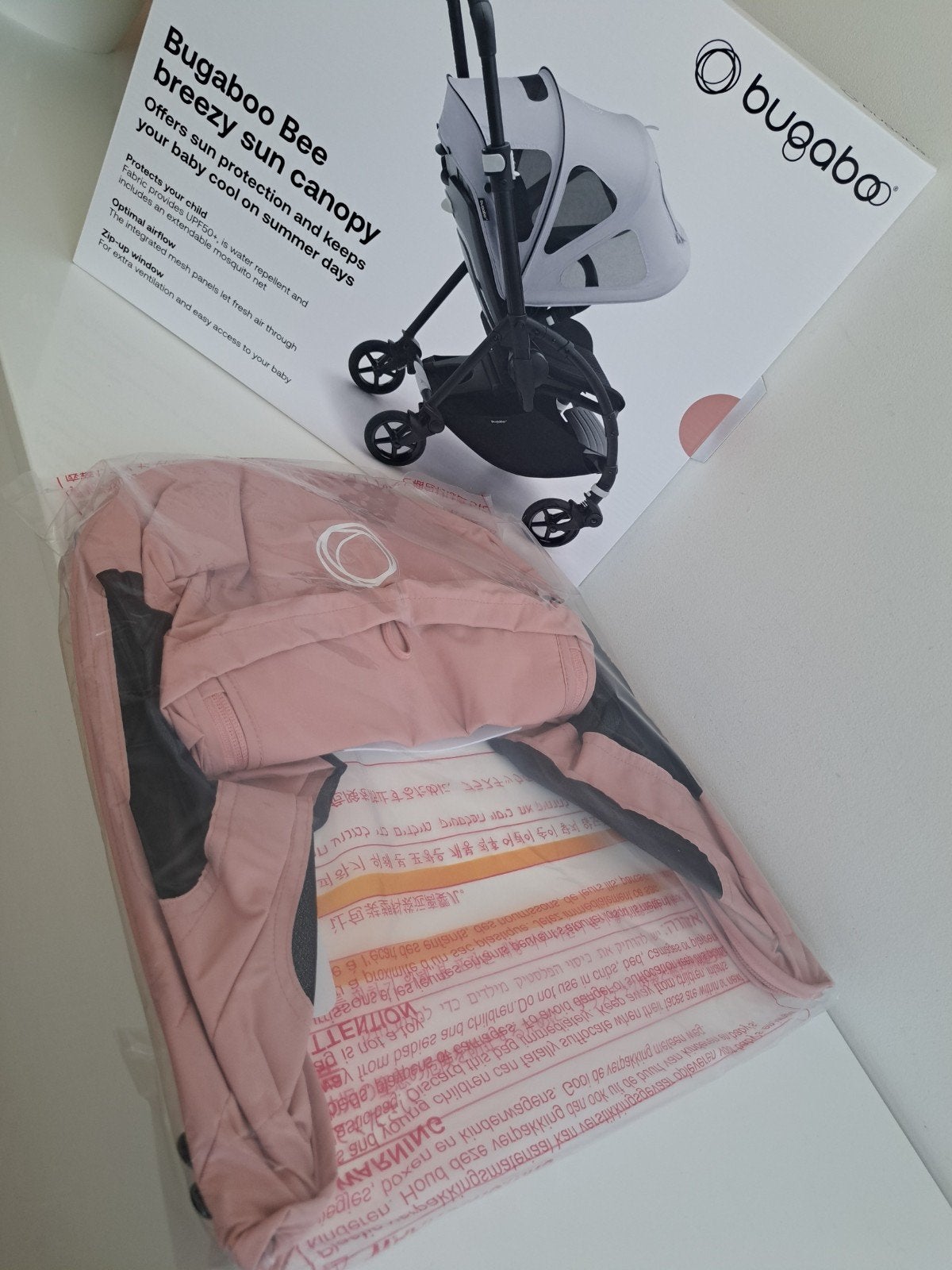 NIEUW. Bugaboo Bee breezy zonnekap - Morning pink, Ophalen of Verzenden, Nieuw, Zonnekap
