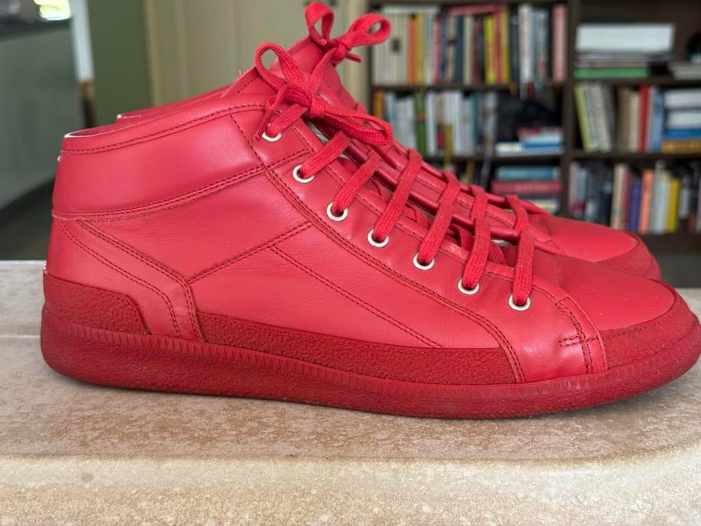 Maison Margiela Halfhoge Rode Leren Sneakers (43,5), Overige kleuren, Ophalen of Verzenden, Sneakers of Gympen, Zo goed als nieuw