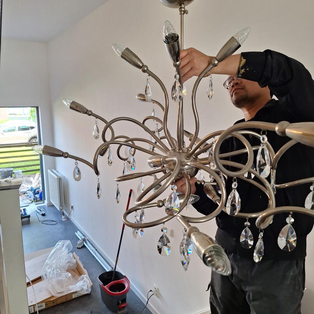 Moderne Kristallen kroonluchter - abstract Design, Huis en Inrichting, Lampen | Kroonluchters, Nieuw, Glas, Metaal, Ophalen of Verzenden