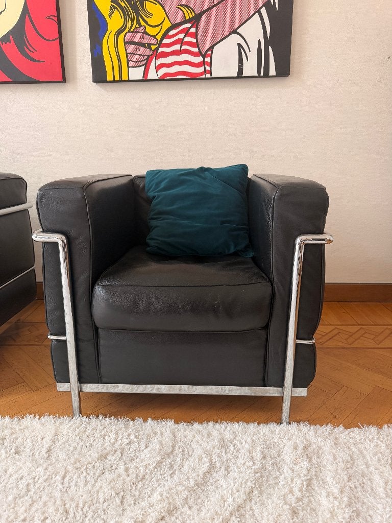 Le Corbusier LC2 Fauteuils, Huis en Inrichting, Fauteuils, Ophalen, Gebruikt, 75 tot 100 cm, Leer