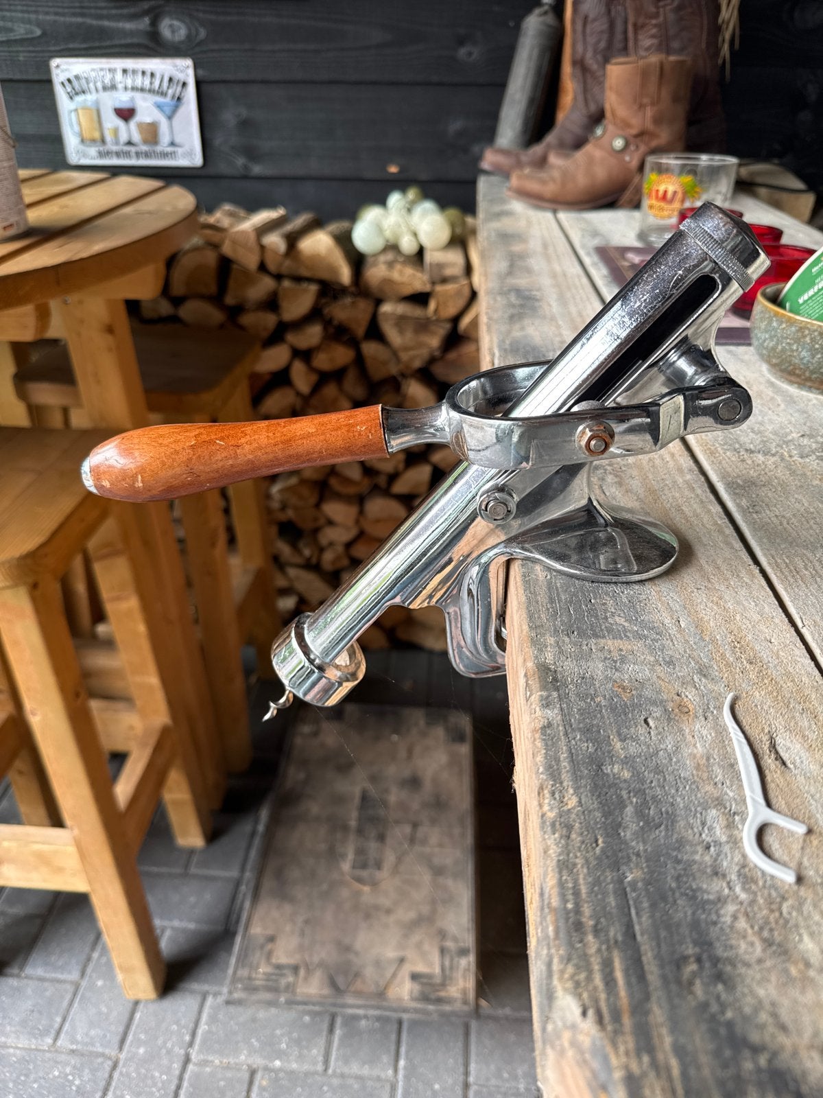 Vintage tafel kurkentrekker - Flessenopener, Ophalen, Zilver, Metaal, Overige merken