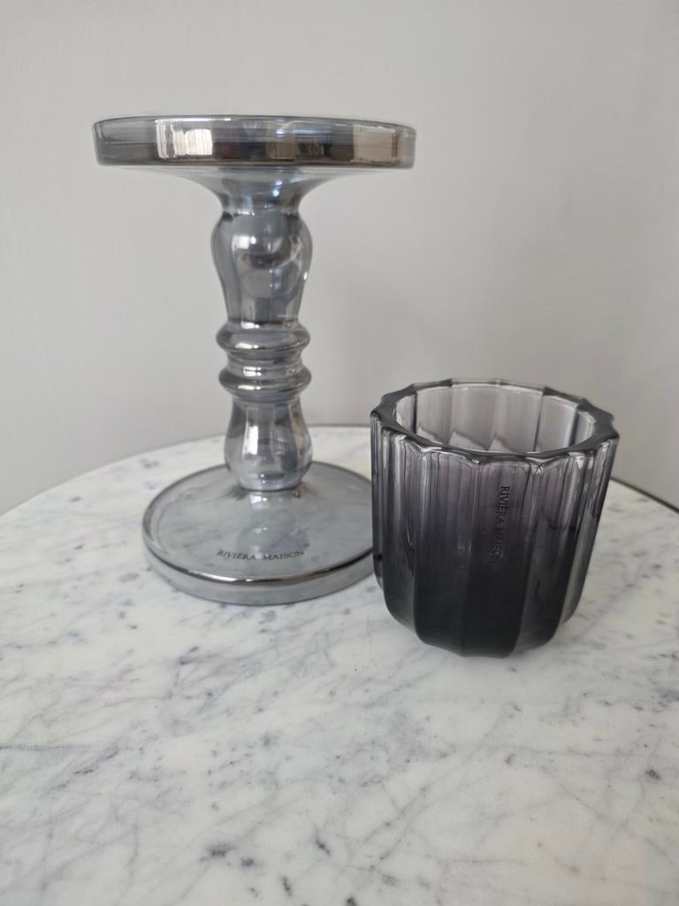 Rivièra Maison kaarsenhouders van glas., Ophalen of Verzenden, Zo goed als nieuw