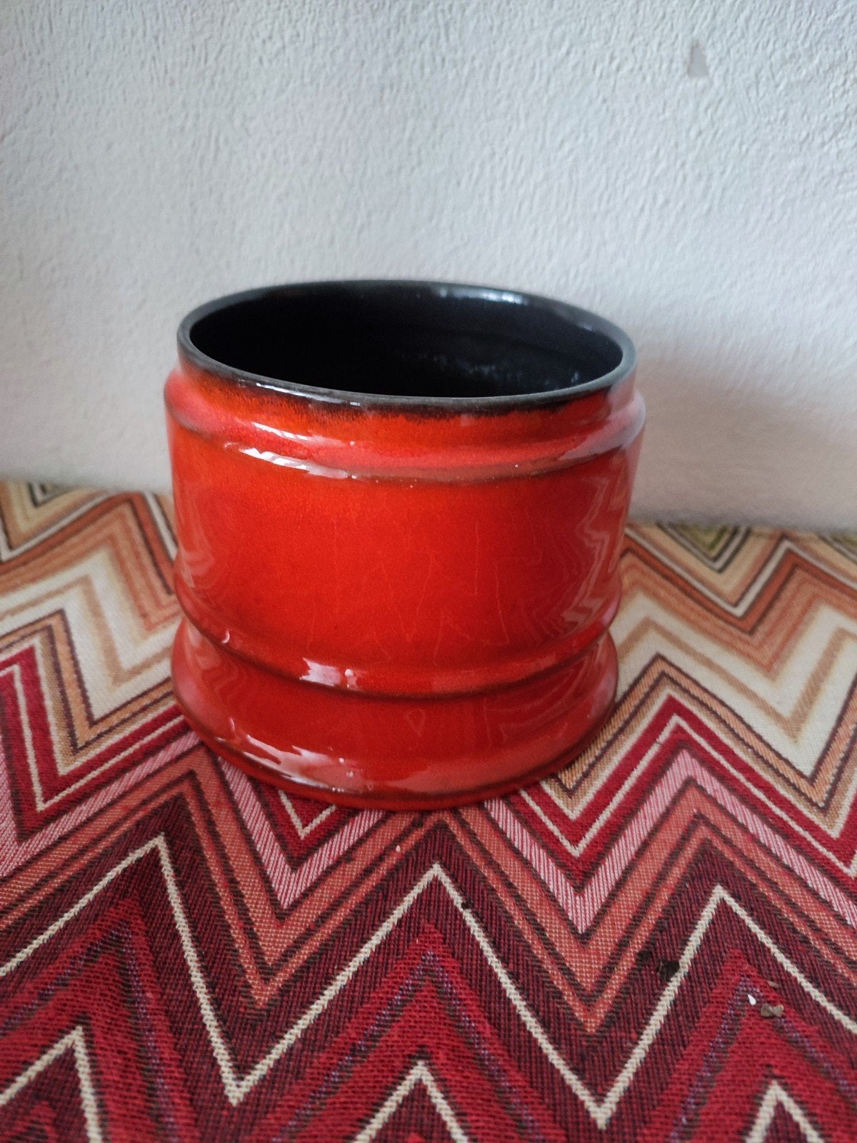 Rode Rood bloempot pot plantenpot keramiek vintage, Gebruikt, Rond, Binnen, Ophalen of Verzenden