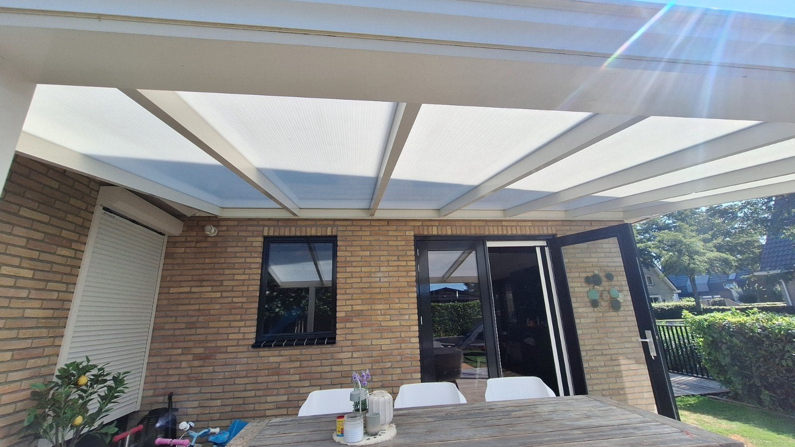 ZGAN witte aluminium serre overkapping met kanaalplaten, Tuin en Terras, Overkappingen, Ophalen, Serre