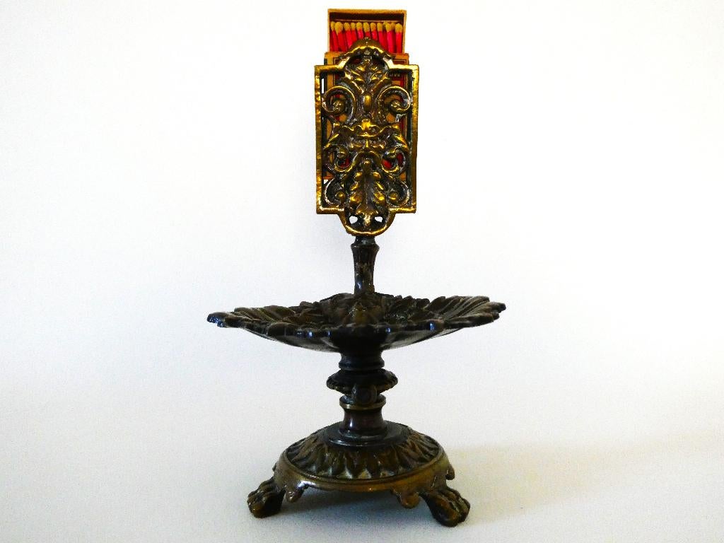 Satan figuur met luciferdooshouder met asbak, Ophalen of Verzenden, Brons