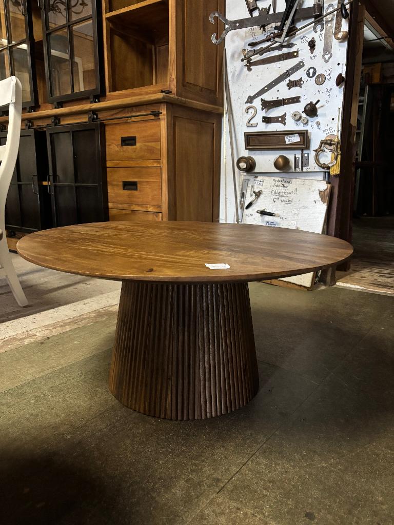 Salontafel mango hout uniek ribbel design, Ophalen, Overige materialen, 50 tot 100 cm, Rond