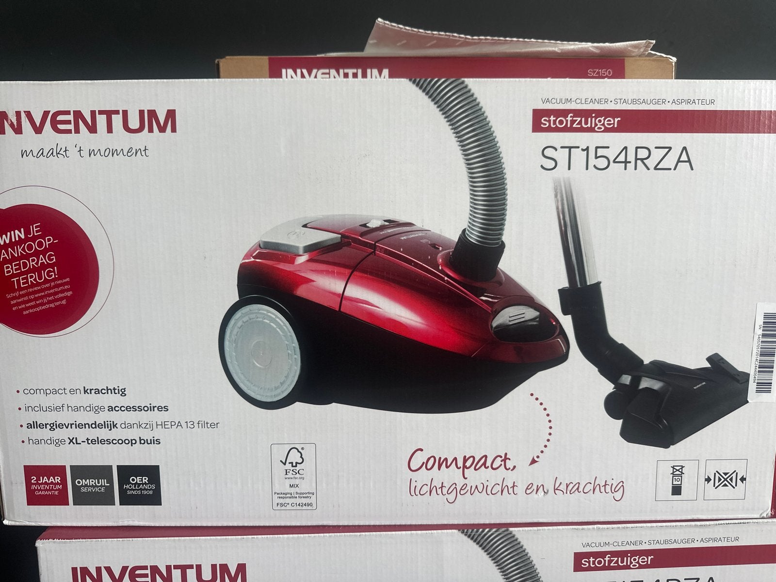 NIEUW Inventum ST154RZA Stofzuiger - Compact en Krachtig, Witgoed en Apparatuur, Stofzuigers, Stofzak, Nieuw, Ophalen of Verzenden