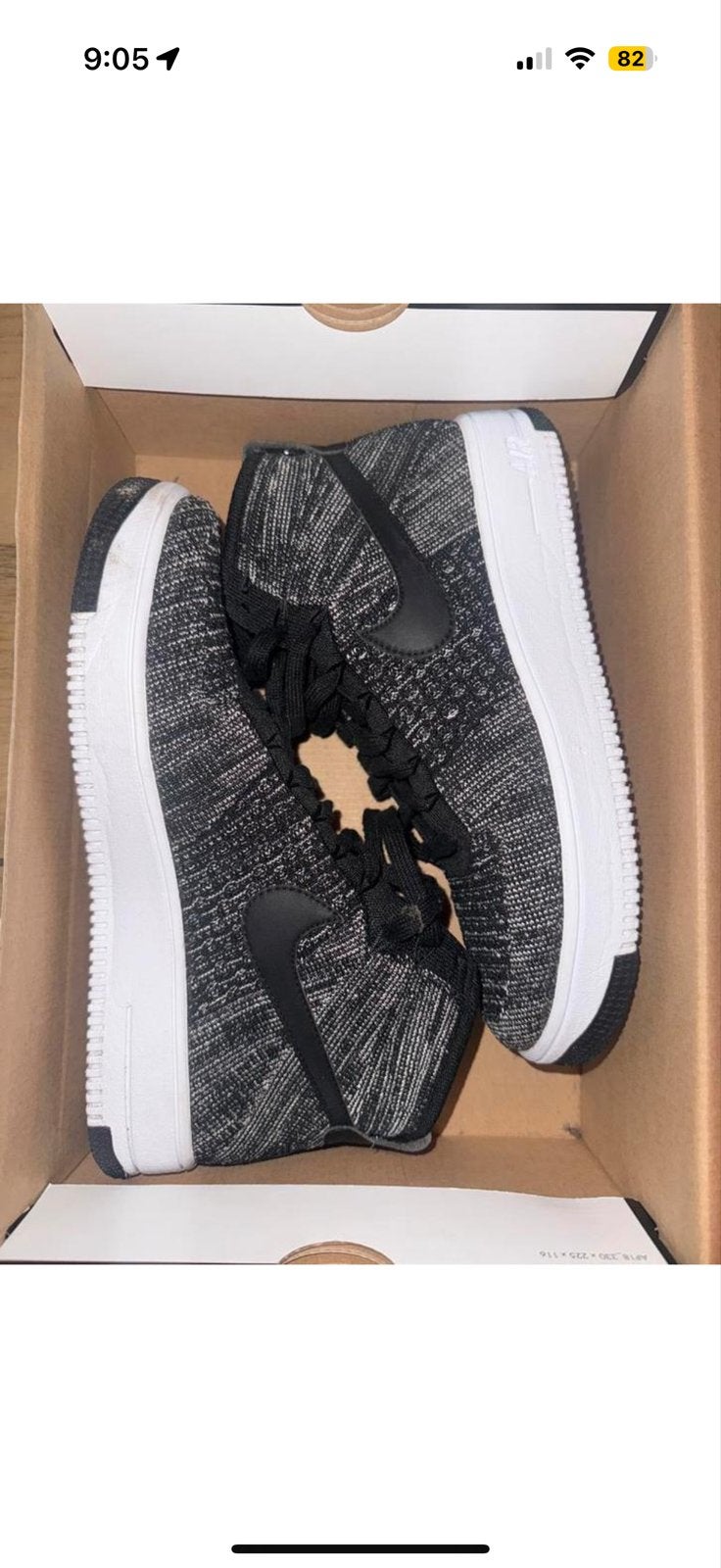 Nike Air Force 1 Flyknit sneakers - Maat 41 - ZGAN, Ophalen, Zo goed als nieuw, Zwart, Sneakers of Gympen