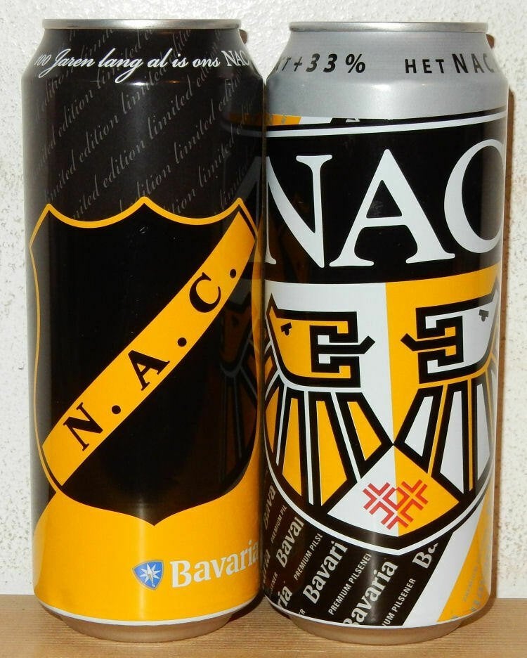 2 NAC BREDA BAVARIA Bier blikjes (50cl), Ophalen of Verzenden, Zo goed als nieuw, Overige typen, Bavaria
