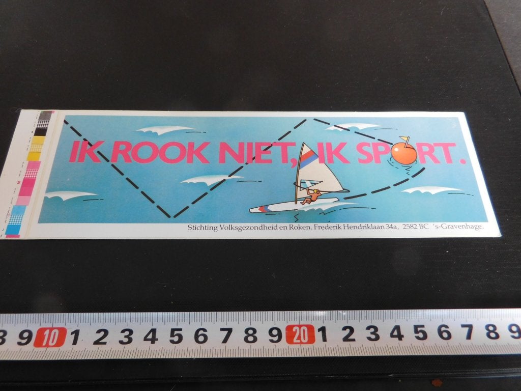 sticker Ik rook niet, ik sport  Surfen, Ophalen of Verzenden, Zo goed als nieuw