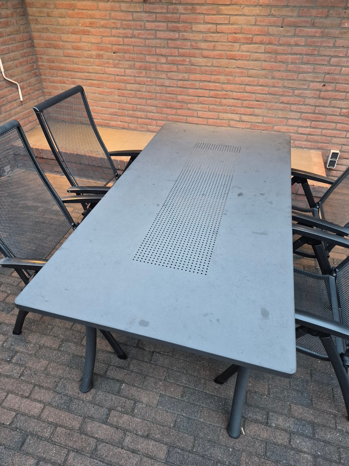 Royal Garden tuinset: tafel + 4 stoelen verstelbaar, Ophalen, 4 zitplaatsen, Gebruikt, Aluminium