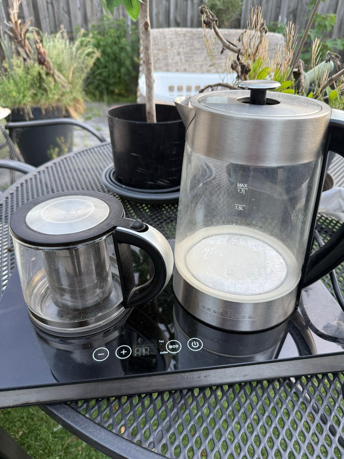 Proficook waterkoker en theemaker set, Witgoed en Apparatuur, Waterkokers, Gebruikt, 1 tot 2 liter, Rvs, Ophalen