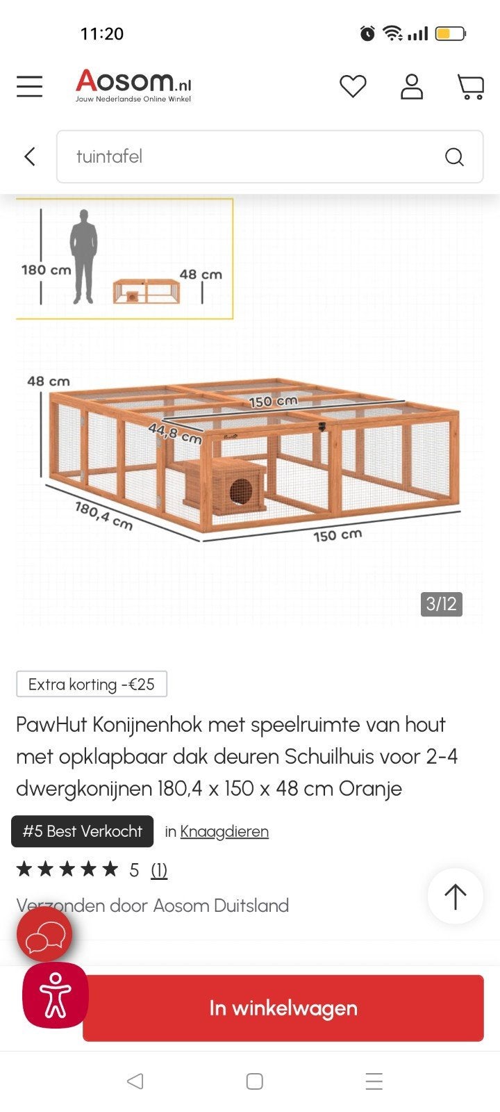 Konijnenren, Dieren en Toebehoren, Knaagdieren en Konijnen | Hokken en Kooien, Ophalen, 110 cm of meer, 60 tot 90 cm, Nieuw