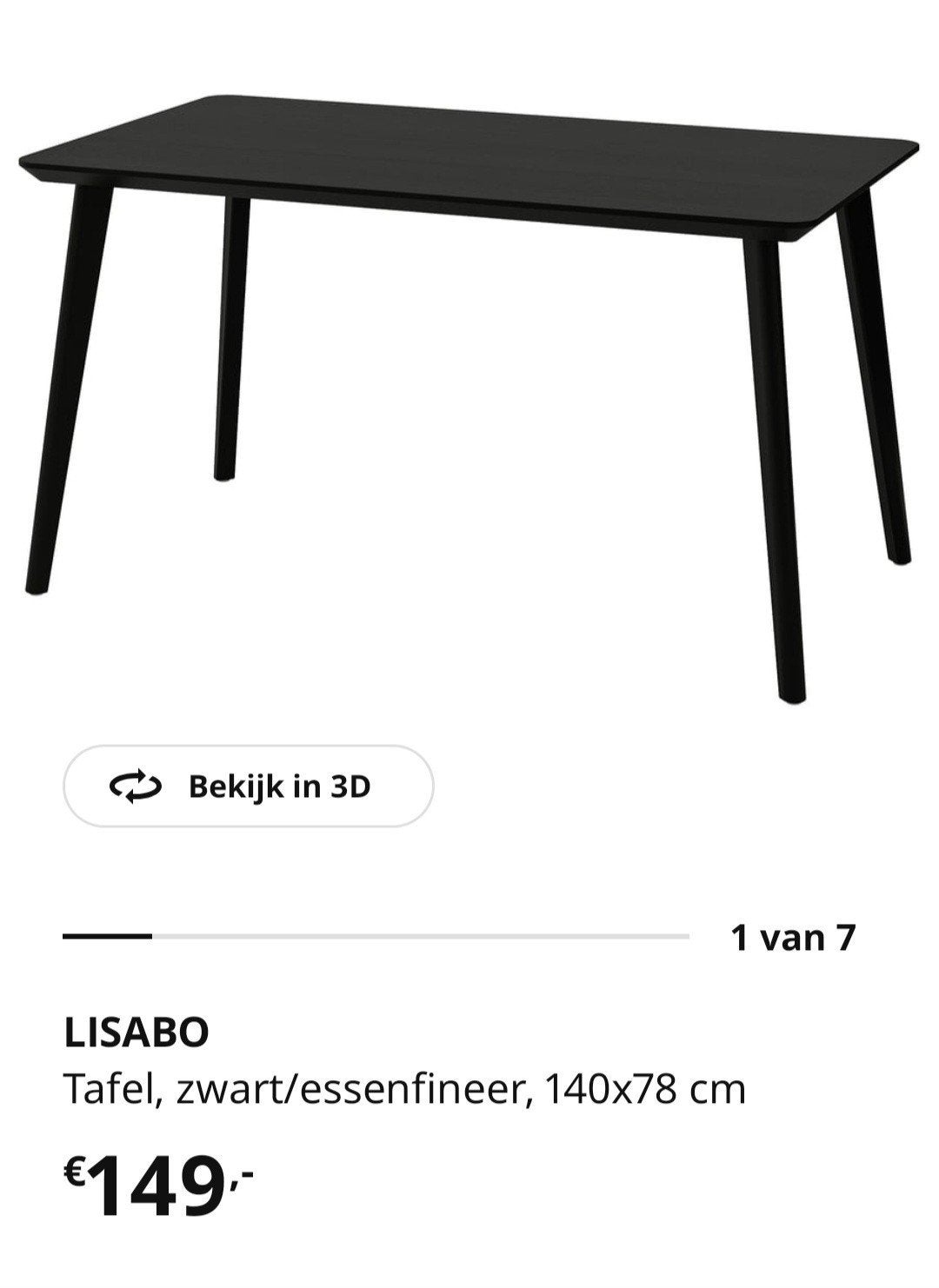 Lisabo Ikea eettafel, Huis en Inrichting, Tafels | Eettafels, Ophalen, 100 tot 150 cm, 50 tot 100 cm, Zo goed als nieuw