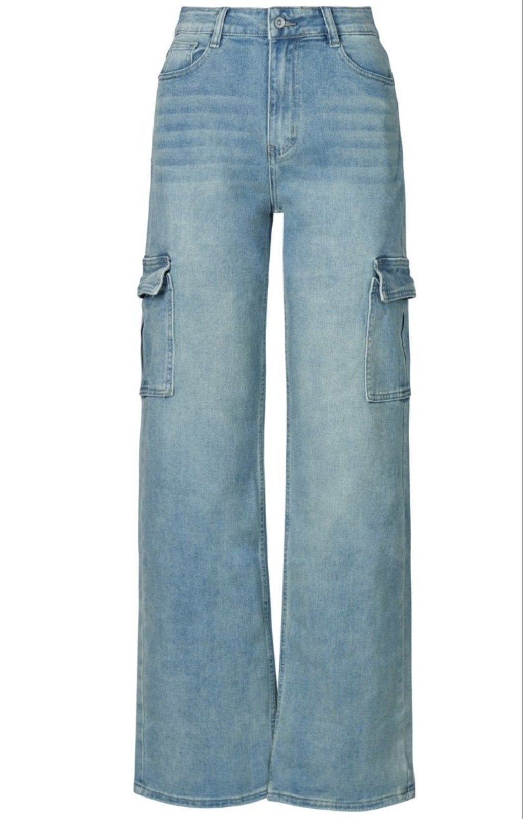 Lichtblauwe cargo jeans Hello Miss Denim mt 34, Blauw, Ophalen of Verzenden, Zo goed als nieuw, Hello Miss Denim