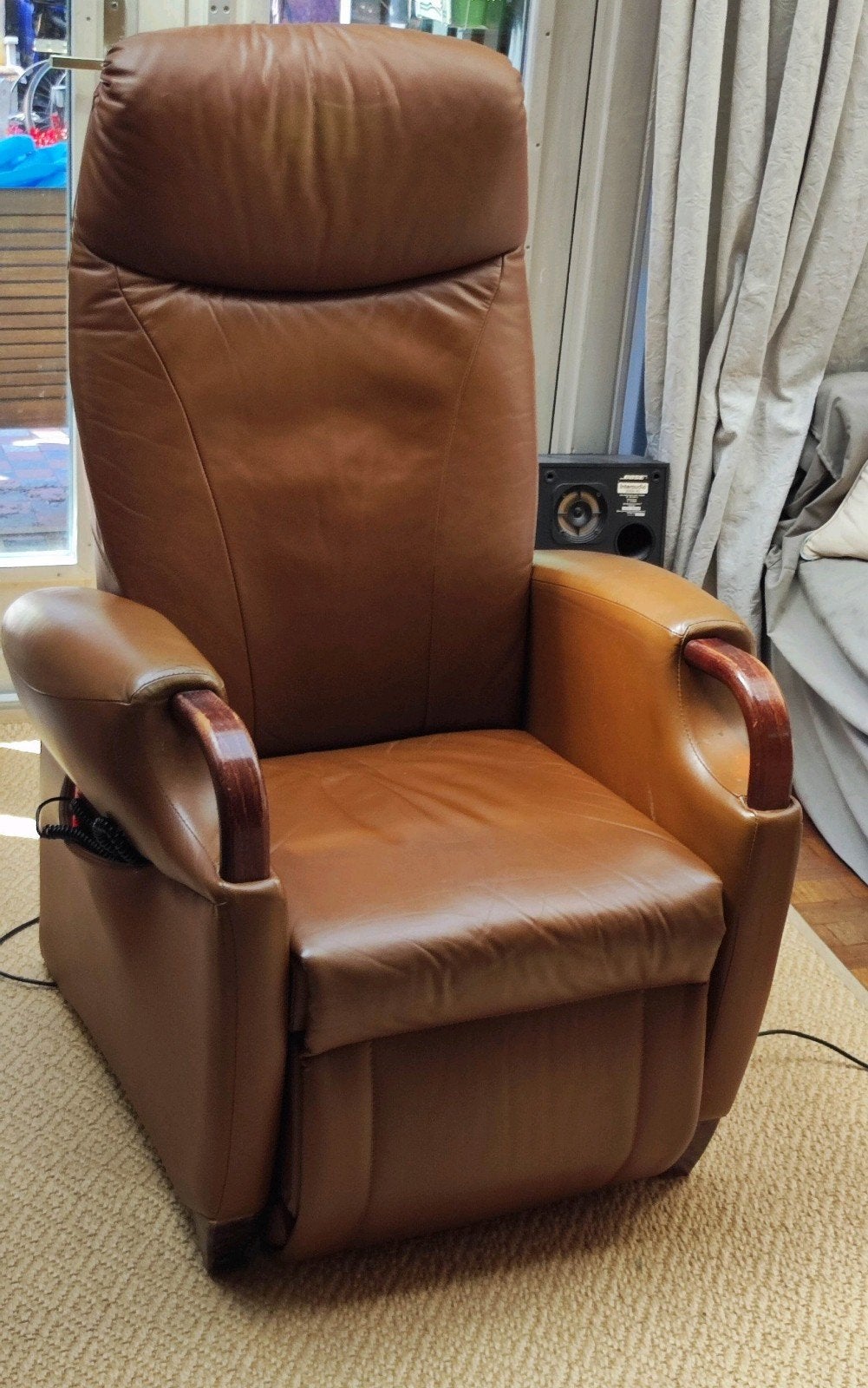 FitFORM comfortabele staopstoel relaxfauteuil - Bruin leer, Ophalen, Gebruikt, 75 tot 100 cm, Comfortabel