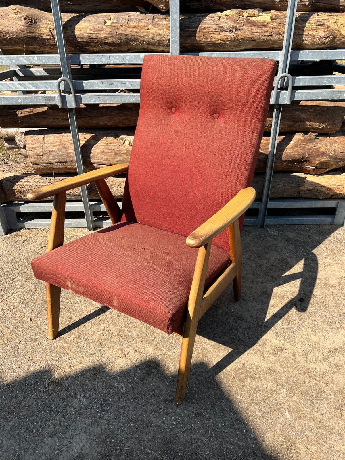 Vintage rookstoel / relaxstoel, Huis en Inrichting, Stoelen, Ophalen, Gebruikt, Rood, Eén