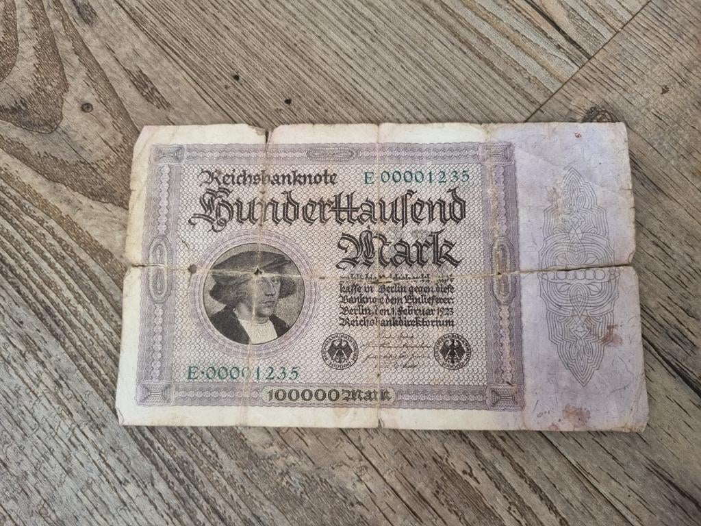 Historisch Duits 100.000 Mark biljet uit 1923, Postzegels en Munten, Bankbiljetten | Europa | Niet-Eurobiljetten, Ophalen of Verzenden