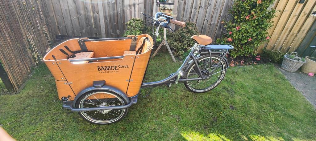 Babboe E Curve bakfiets met huif en lader, Fietsen en Brommers, Fietsen | Bakfietsen, Ophalen, Gebruikt, Huif, 2 kinderen