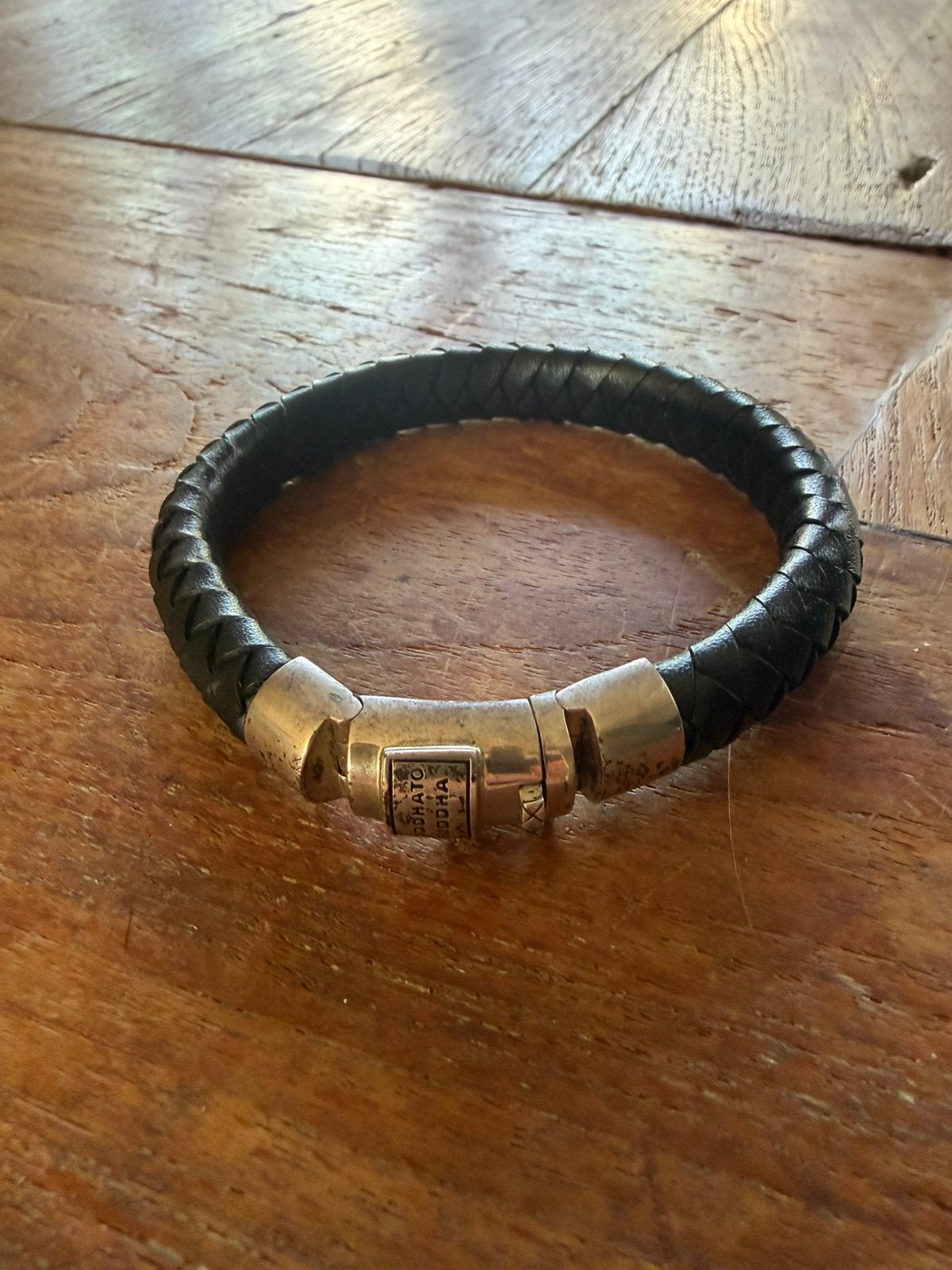 Buddha to Buddha armband heren 22,7 cm, Ophalen of Verzenden, Zo goed als nieuw, Zwart, Zilver