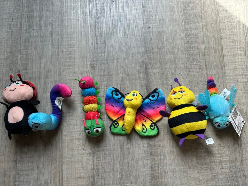 6 Achtertuin Mini's - Leuke Insecten Knuffels, Overige typen, Ophalen of Verzenden, Zo goed als nieuw, Meerkleurig