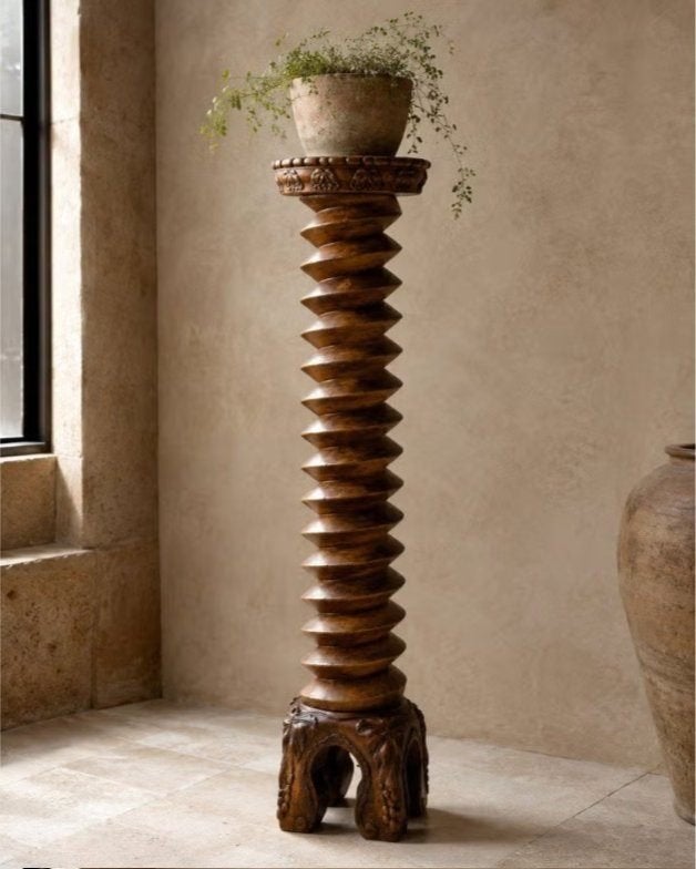 Antieke Franse houten plantenzuil druiven, Antiek en Kunst, Ophalen