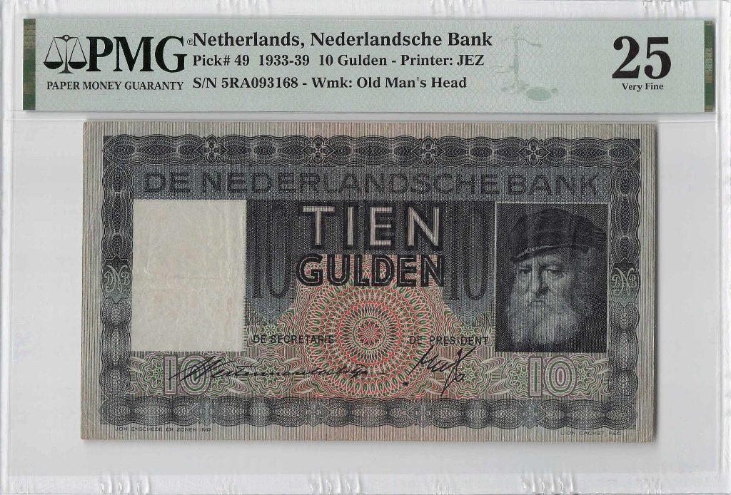 Biljet 10 gulden Grijsaard, 1939 | PMG, Postzegels en Munten, Bankbiljetten | Nederland, Ophalen of Verzenden, 10 gulden