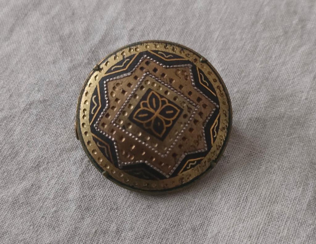Vintage jaren '50 Damascene Toledo broche  Arabisch motief., Ophalen of Verzenden, Gebruikt