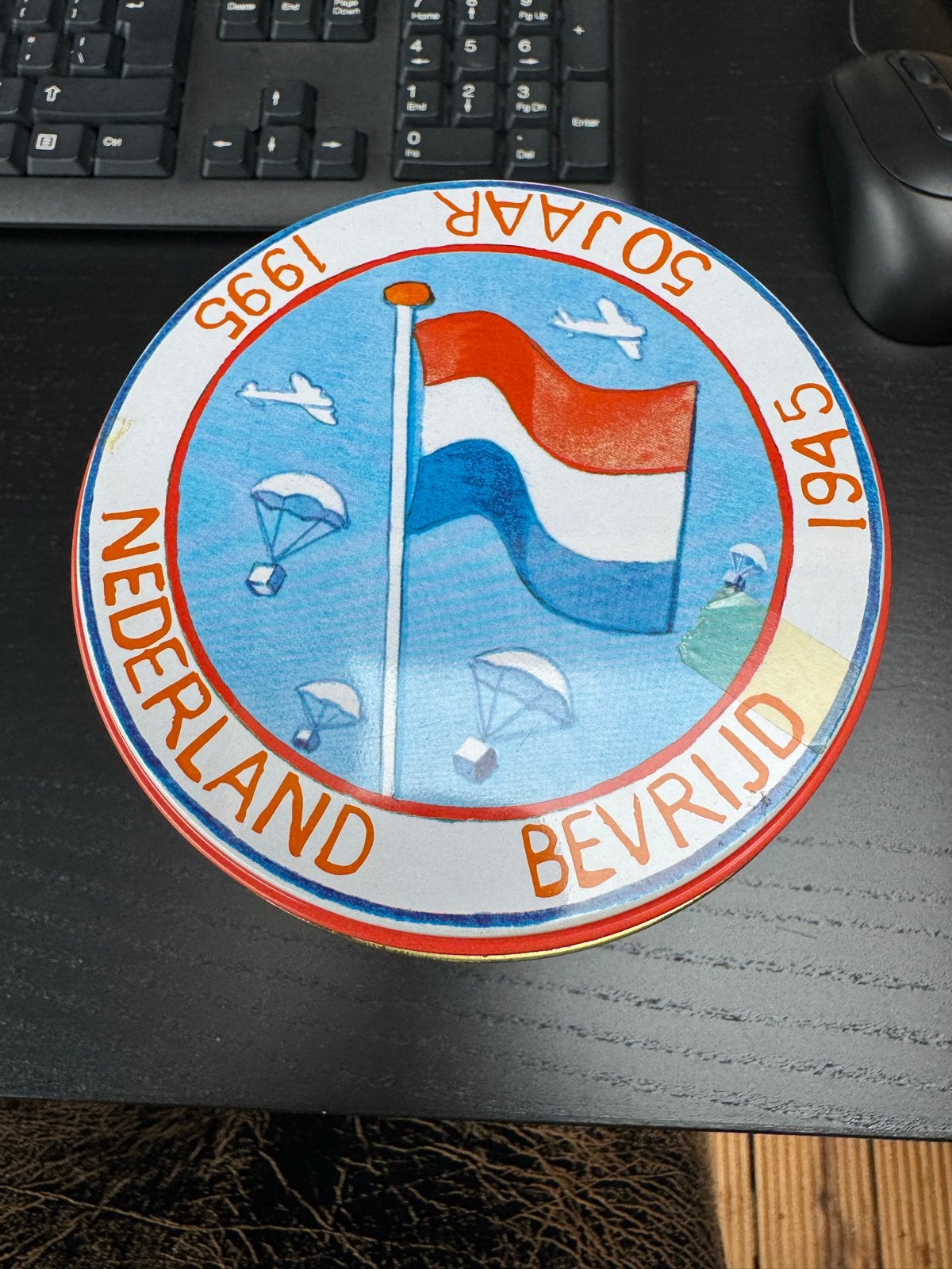 Blikken trommel 50 jaar bevrijding Nederland WO2 1945-1995, Ophalen of Verzenden, Overige soorten, Nederland