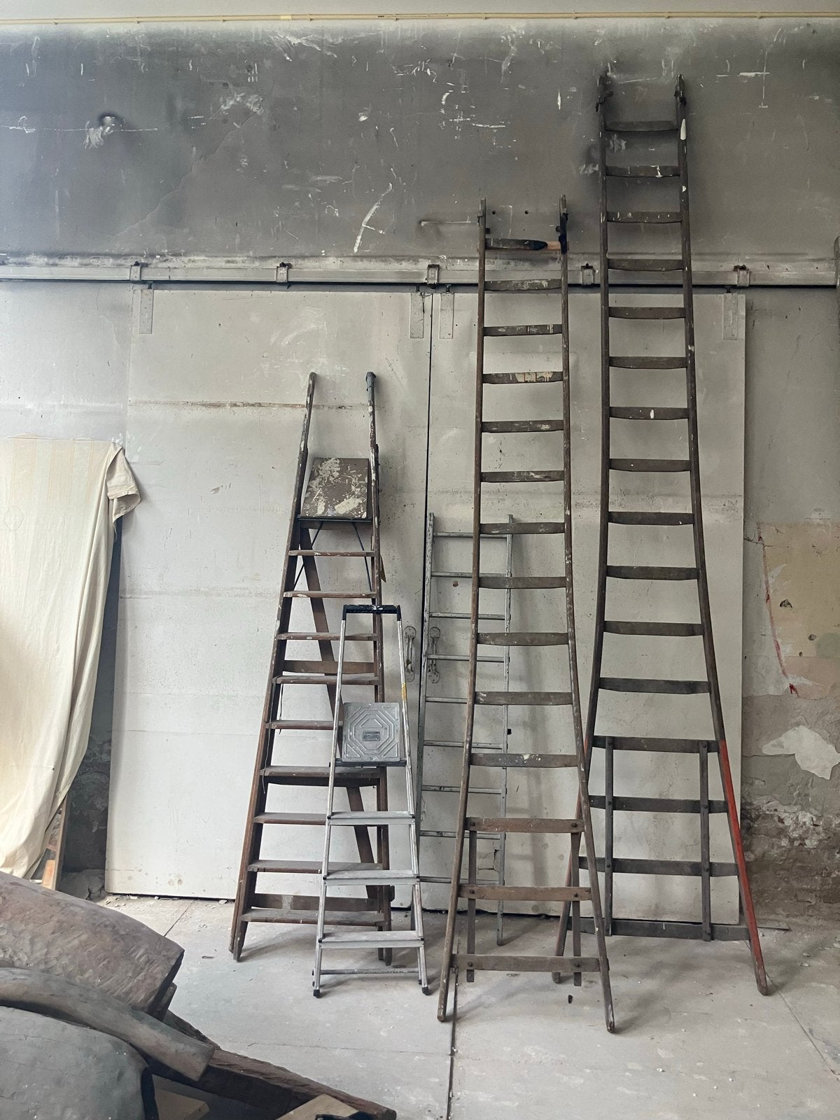 Diverse (hoge) houten en aluminium ladders, Ophalen, Gebruikt, Ladder, Opvouwbaar of Inschuifbaar