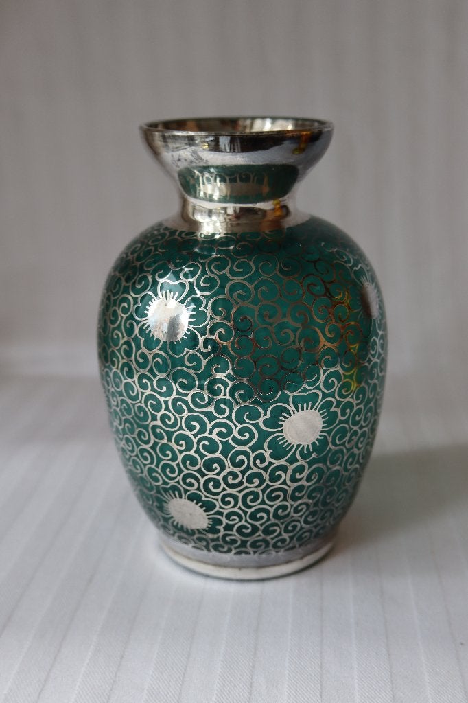 Antiek Murano Italie glazen vaas met zilveren inlegwerk, Antiek en Kunst, Antiek | Glas en Kristal, Ophalen of Verzenden