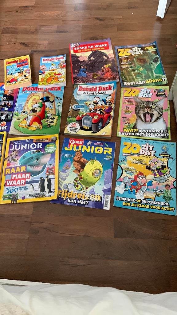 Stapel kinderbladen Donald Duck Zo Zit Dat van Quest Junior, Meerdere stripboeken, Ophalen, Zo goed als nieuw
