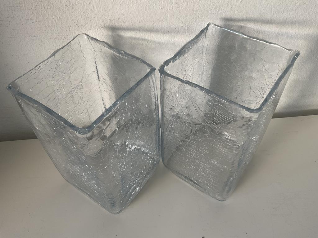 Twee gelijke zware glazen vazen, Ophalen, Gebruikt, Overige kleuren, Glas