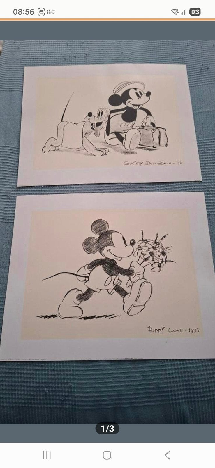 2x Ikea zeefdruk Mickey Mouse, Minder dan 50 cm, Ophalen of Verzenden, Zo goed als nieuw, Foto of Poster