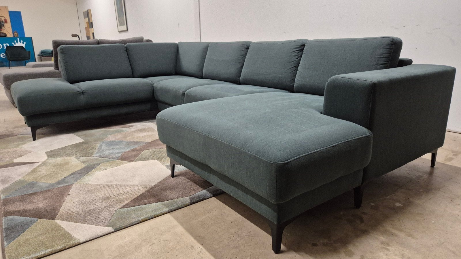 Petrol groene Eijerkamp design U hoekbank in perfecte staat, Hoekbank, 300 cm of meer, Ophalen of Verzenden, Zo goed als nieuw