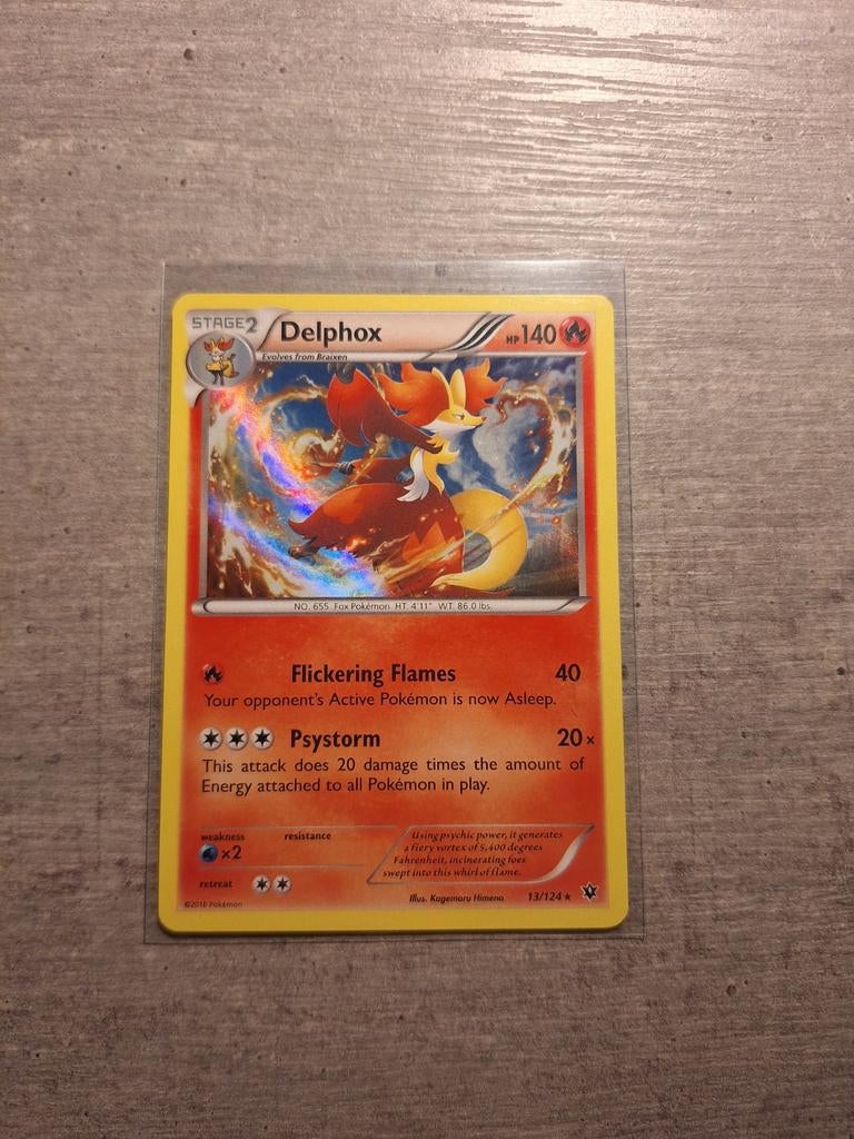 Pokémon Kaart Delphox 13/124 Holo Rare XY Fates Collide, Hobby en Vrije tijd, Verzamelkaartspellen | Pokémon, Zo goed als nieuw