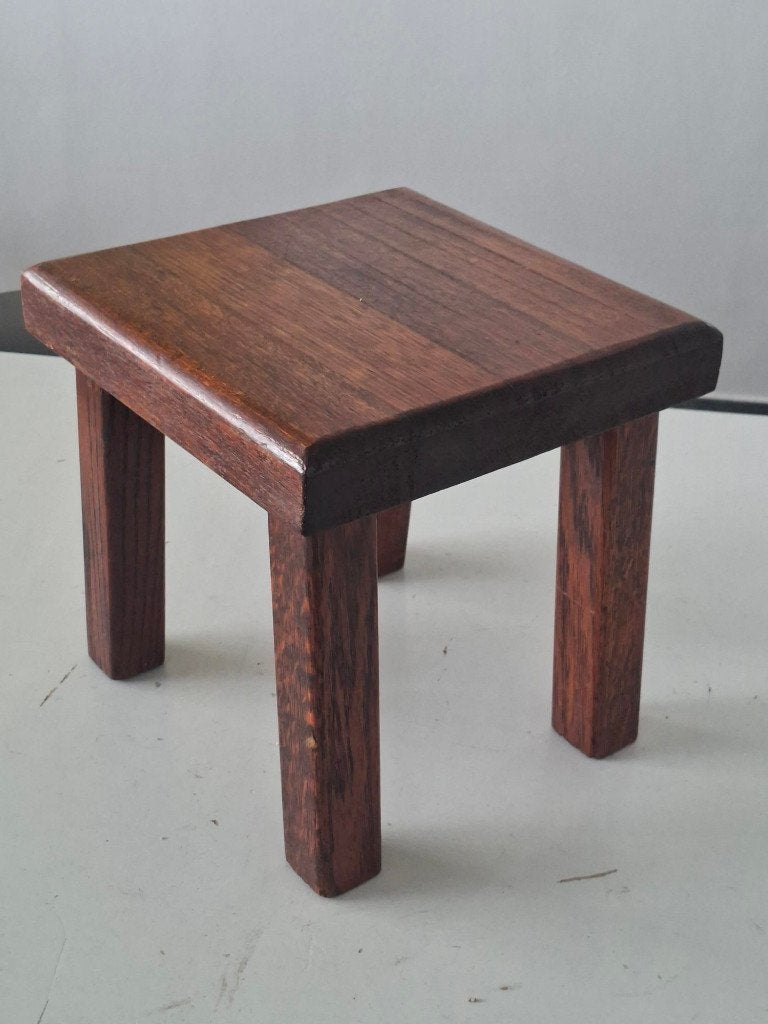 vintage eiken krukje plantentafel brutalisme jaren 70 retro, Huis en Inrichting, Ophalen of Verzenden, Zo goed als nieuw, Hout