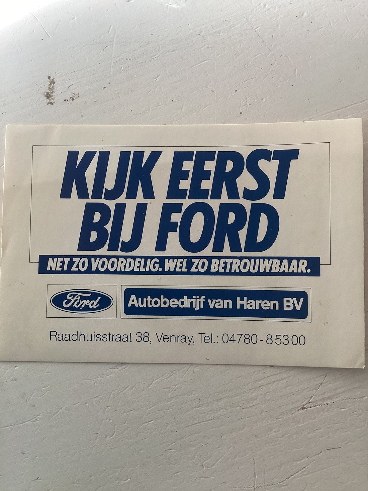 Sticker Autobedrijf Van Haren Venray (Ford), Verzenden, Zo goed als nieuw, Auto of Motor