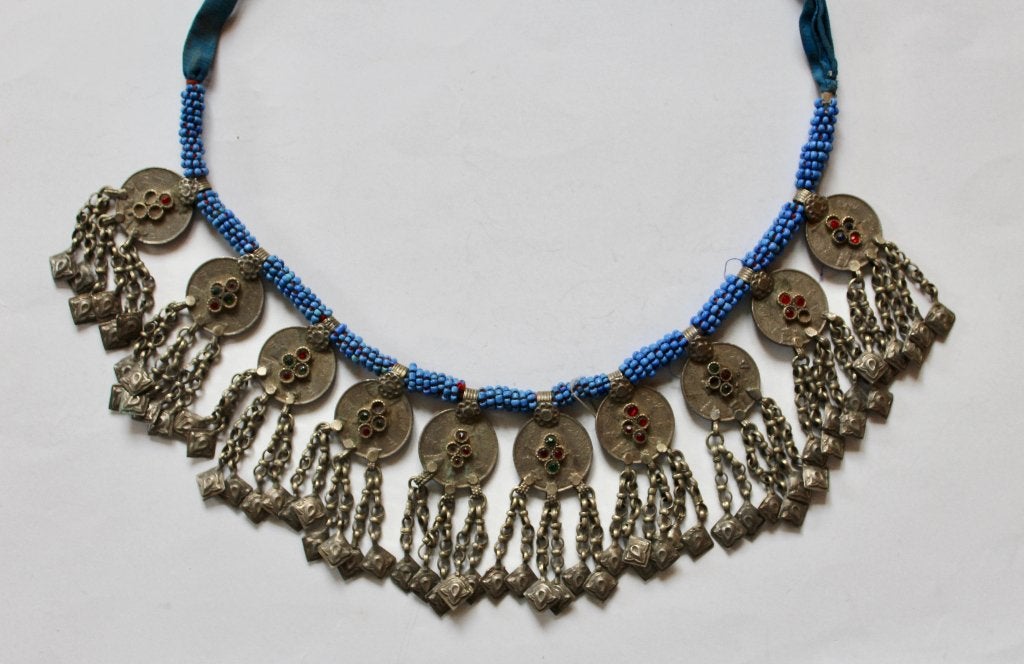 Boho hippie chic halssnoer pendanten Zijderoute etnisch, Overige materialen, Ophalen of Verzenden, Zilver, Gebruikt